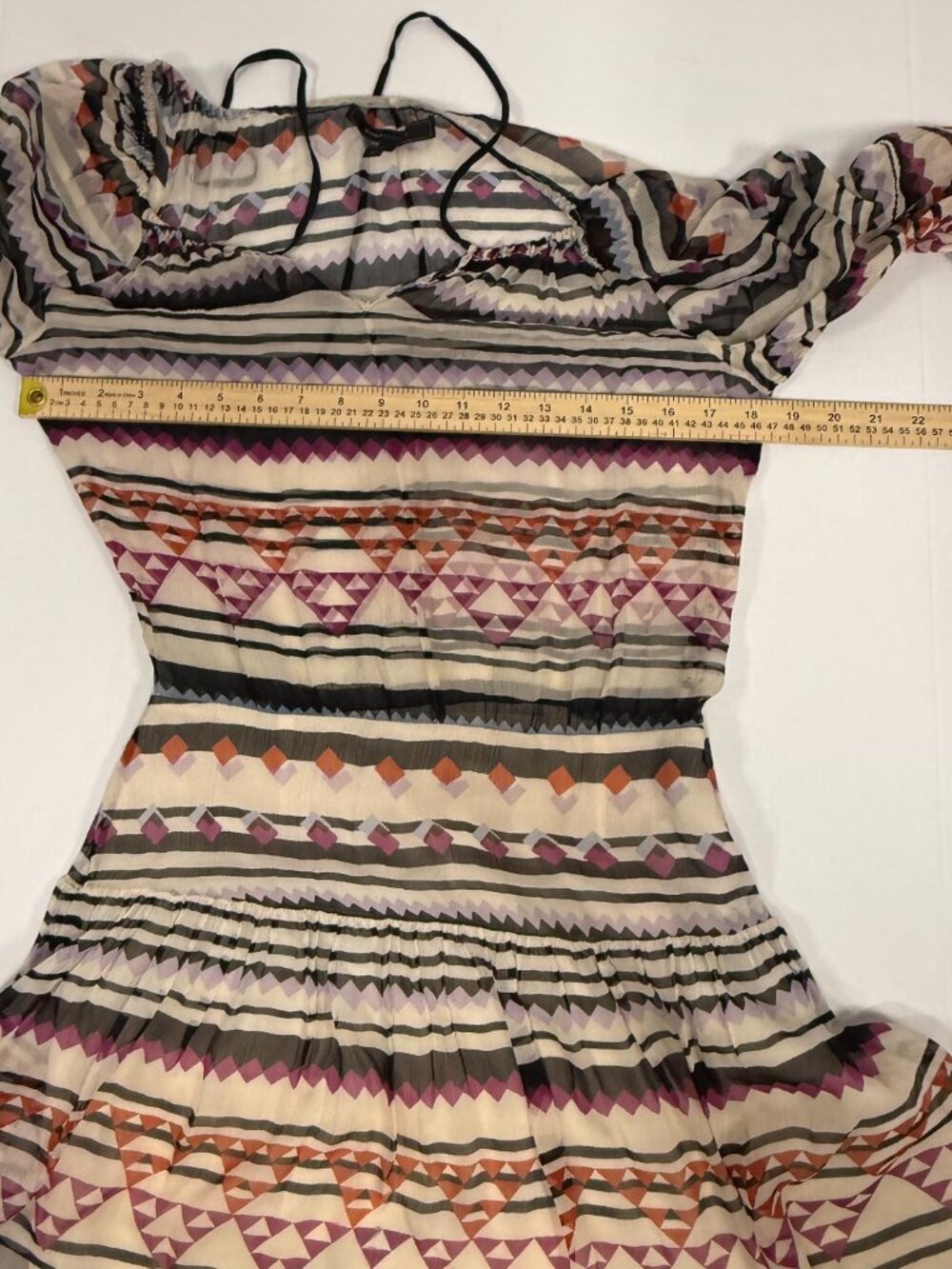 BCBGMaxAzria Rory Silk Aztec Print Off-Shoulder Mini Dress Size S Small - Picture 4 of 9